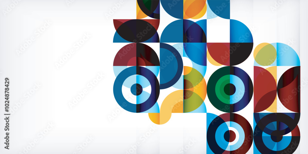 Minimal geometric abstract background. Circle square and triangle design. Trendy techno business template for wallpaper, banner, background or landing Minimal geometric abstract background. Circle square and triangle design. Trendy techno business template for wallpaper, banner, background or landing