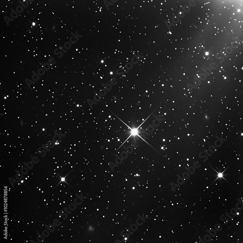 A bright star shines amongst a scattered field of fainter stars. photo