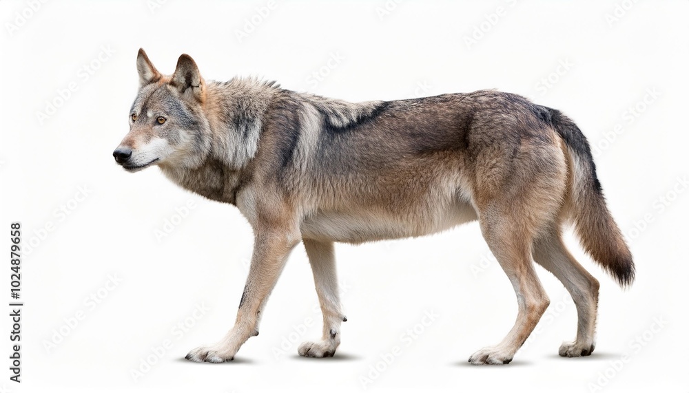 Fototapeta premium gray wolf isolated on white background