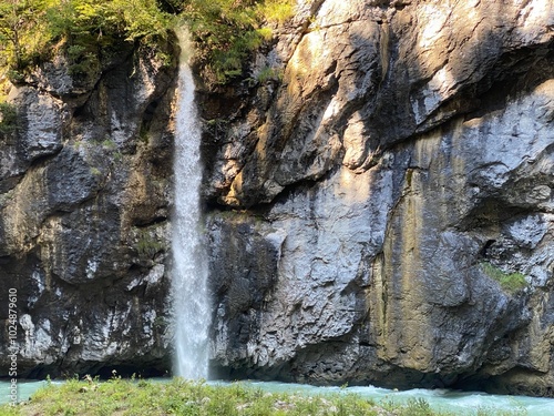 The Aare River Canyon or Aare Gorge in the Haslital Alpine Valley and in the Bernese Highlands - Meiringen, Switzerland (Aareschlucht im Haslital und im Berner Oberland - Schweiz) photo