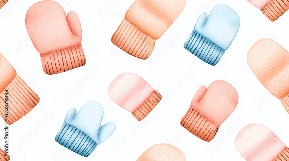 Colorful mittens pattern on a white background. Colorful mittens pattern on a white background.