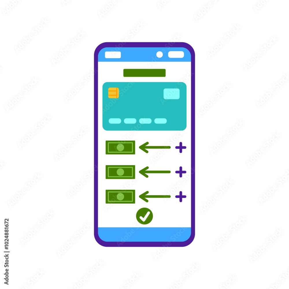 Bank online. Digital bank. Crediting money to a bank account. Simple color vector illustration. Bank online. Digital bank. Crediting money to a bank account. Simple color vector illustration.