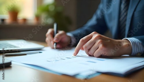Wallpaper Mural A person reviewing financial documents and charts on desk Torontodigital.ca