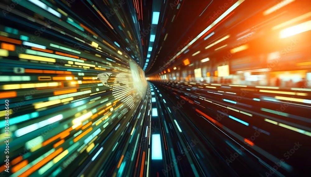 Abstract futuristic background with dynamic lines and glowing lights, conveying a sense of speed and technology Abstract futuristic background with dynamic lines and glowing lights, conveying a sense of speed and technology
