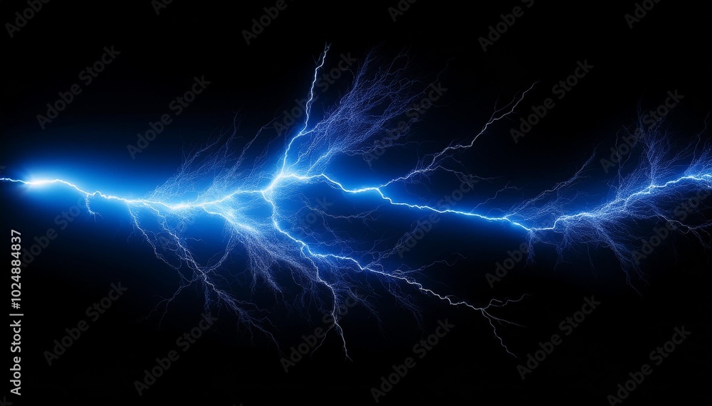 blue lightning effect isolated with black background blue lightning effect isolated with black background