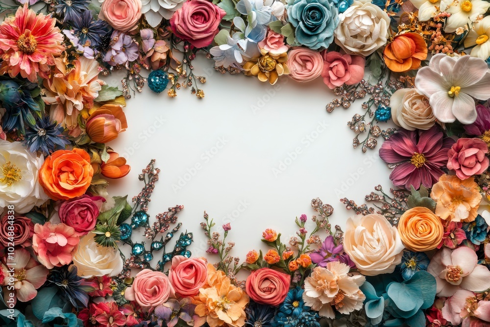 Floral Frame Border with White Background Floral Frame Border with White Background