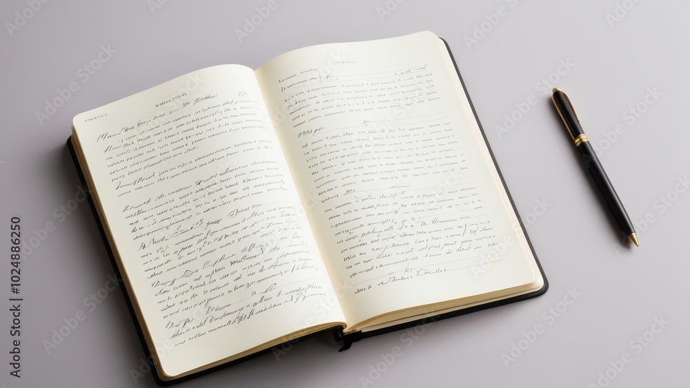 Open books with handwritten notes. An open book with handwritten notes, sketches, and diagrams reflecting a creative process, possibly related to book design. The scene evokes craftsmanship. Open books with handwritten notes. An open book with handwritten notes, sketches, and diagrams reflecting a creative process, possibly related to book design. The scene evokes craftsmanship.