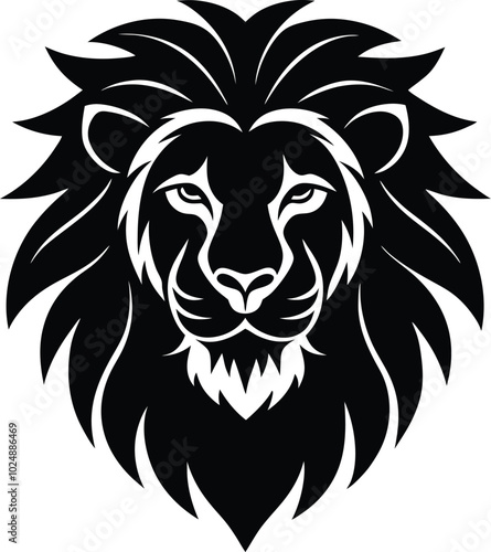 Elegant Lion Head Silhouette Vector Printable Digital Illustration photo