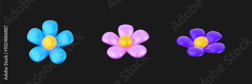 3d vector illustration simple flower buds design element