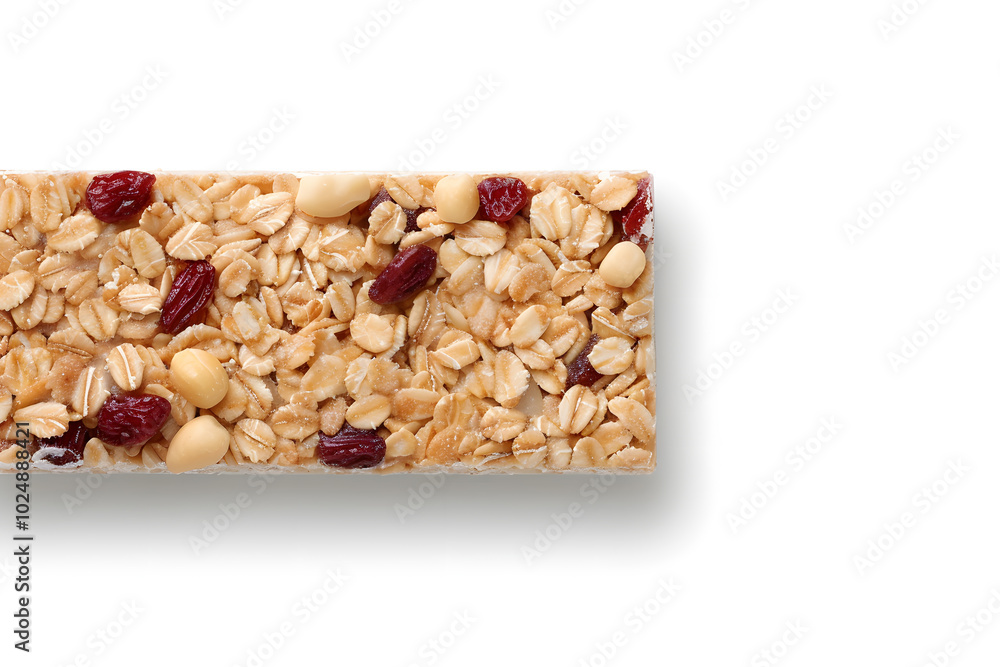 Oat and Nut Bar on White Background | Healthy Snack Option Packed with Energy and Nutrition Oat and Nut Bar on White Background | Healthy Snack Option Packed with Energy and Nutrition