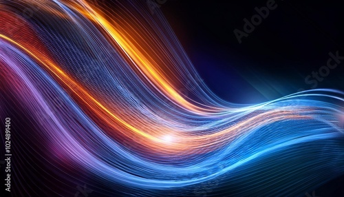 abstract digital lines glowing wavy background design generative ai