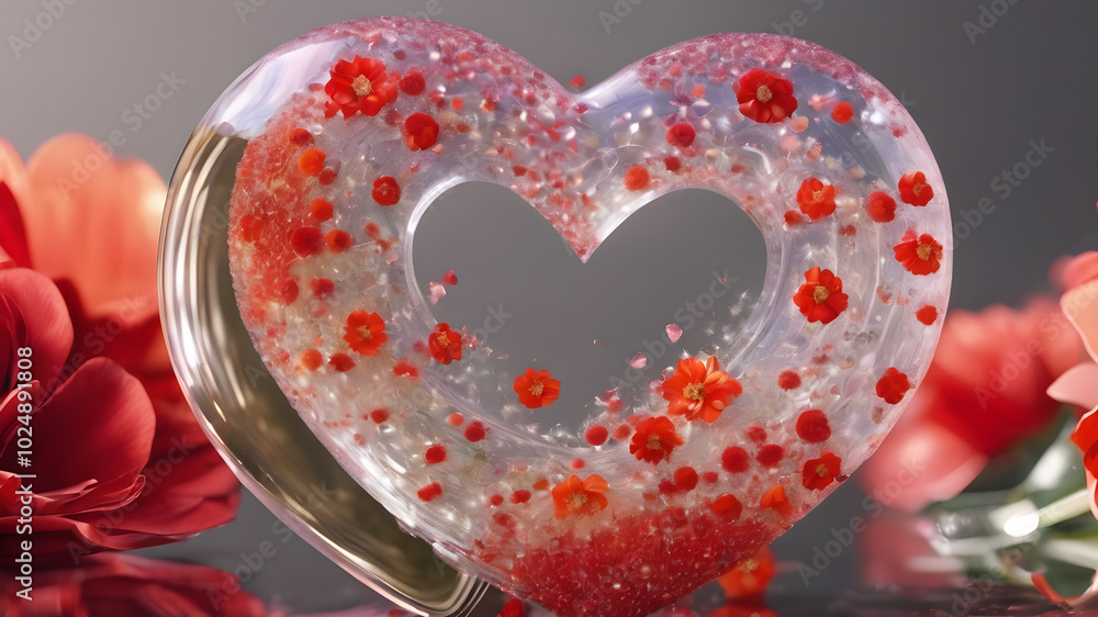 Fototapeta premium Heart shape for Love concept, Valentine's Day concepts. love symbol, concept for Valentine's Day, wedding etc. Heart elements for love concept design. AI generated image
