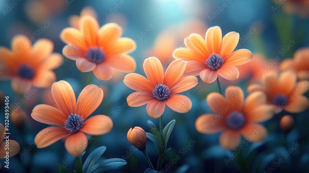 A close-up view of vibrant orange flowers in a soft-focus background. A close-up view of vibrant orange flowers in a soft-focus background.