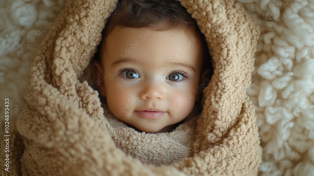 cute baby wrapped in soft, blanket cute baby wrapped in soft, blanket