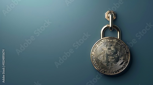 A Bitcoin coin secured with a padlock, symbolizing cryptocurrency security.