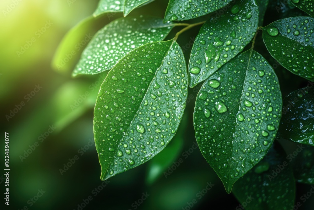 Close up of a leaf with water droplets Close up of a leaf with water droplets