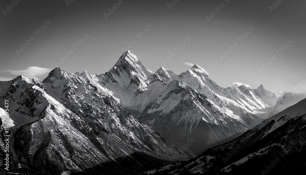 Obraz premium black and white image of snow capped mountains