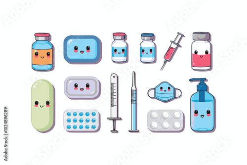 Medicine items vector illustration concept in flat style 