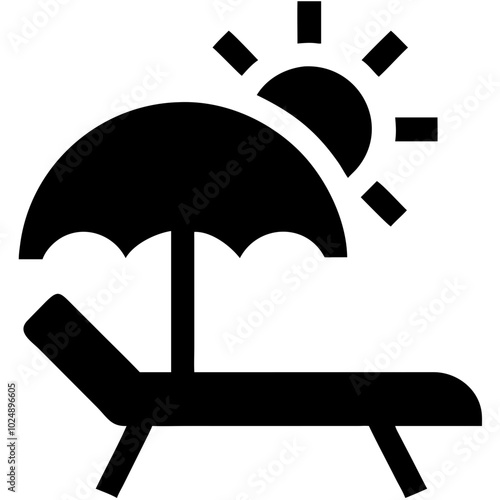  Beach Vacation Sun Lounger Umbrella Sunlight Leisure Vector Illustration