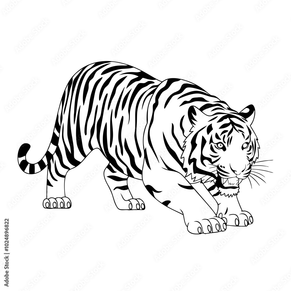 Naklejka premium Majestic Tiger Vector Illustration Powerful Wild Cat Art Design