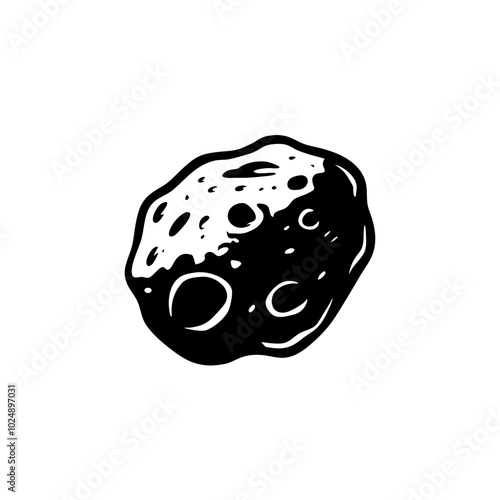  Vector Illustration Asteroid Celestial Rock Space Object with Craters