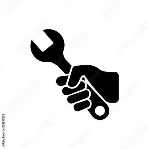  Hand Holding Wrench Vector Symbol for Repair and Maintenance Concepts
