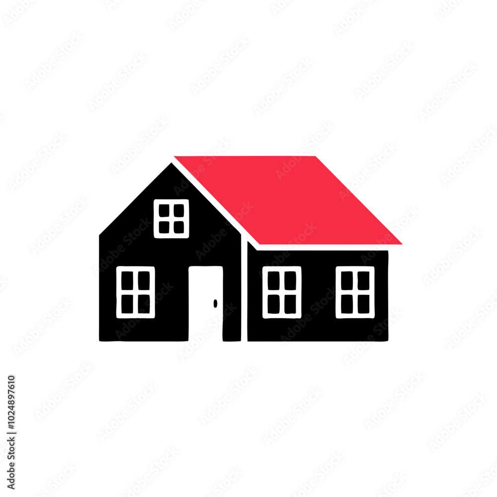 Simple Black House with Red Roof Vector for Real Estate and Home Design Simple Black House with Red Roof Vector for Real Estate and Home Design
