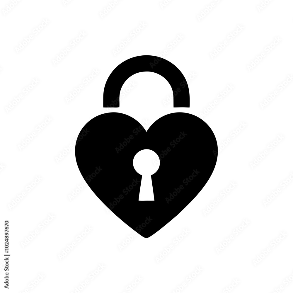 Heart Shaped Padlock Love Security Symbol Vector Illustration Heart Shaped Padlock Love Security Symbol Vector Illustration