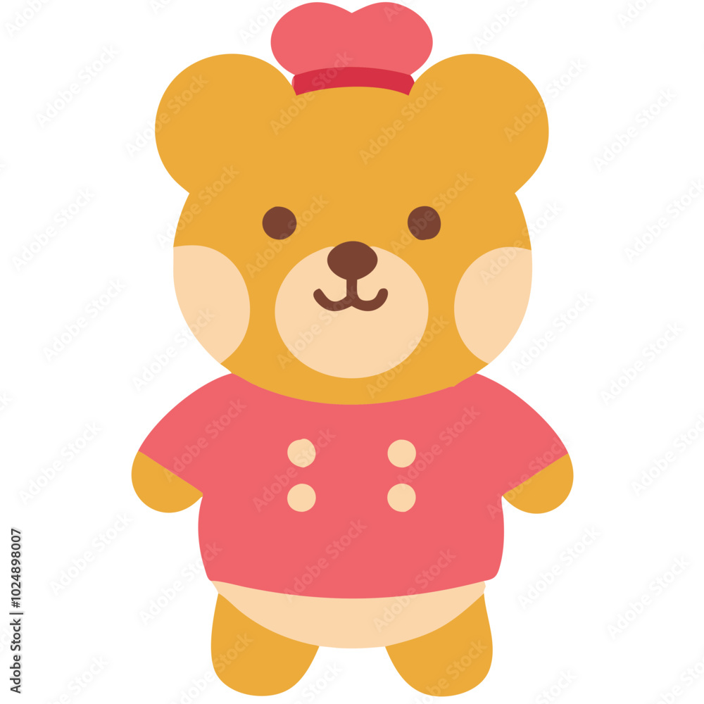 Cute Bear Chef Character Illustration in Adorable Pink Outfit for Kids Cute Bear Chef Character Illustration in Adorable Pink Outfit for Kids