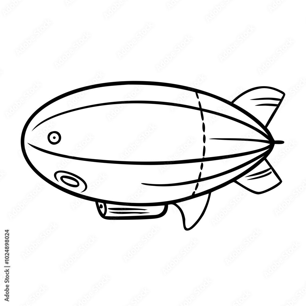 Fototapeta premium Vintage Airship Blimp Vector Illustration for Aviation and Transportation Concept Design