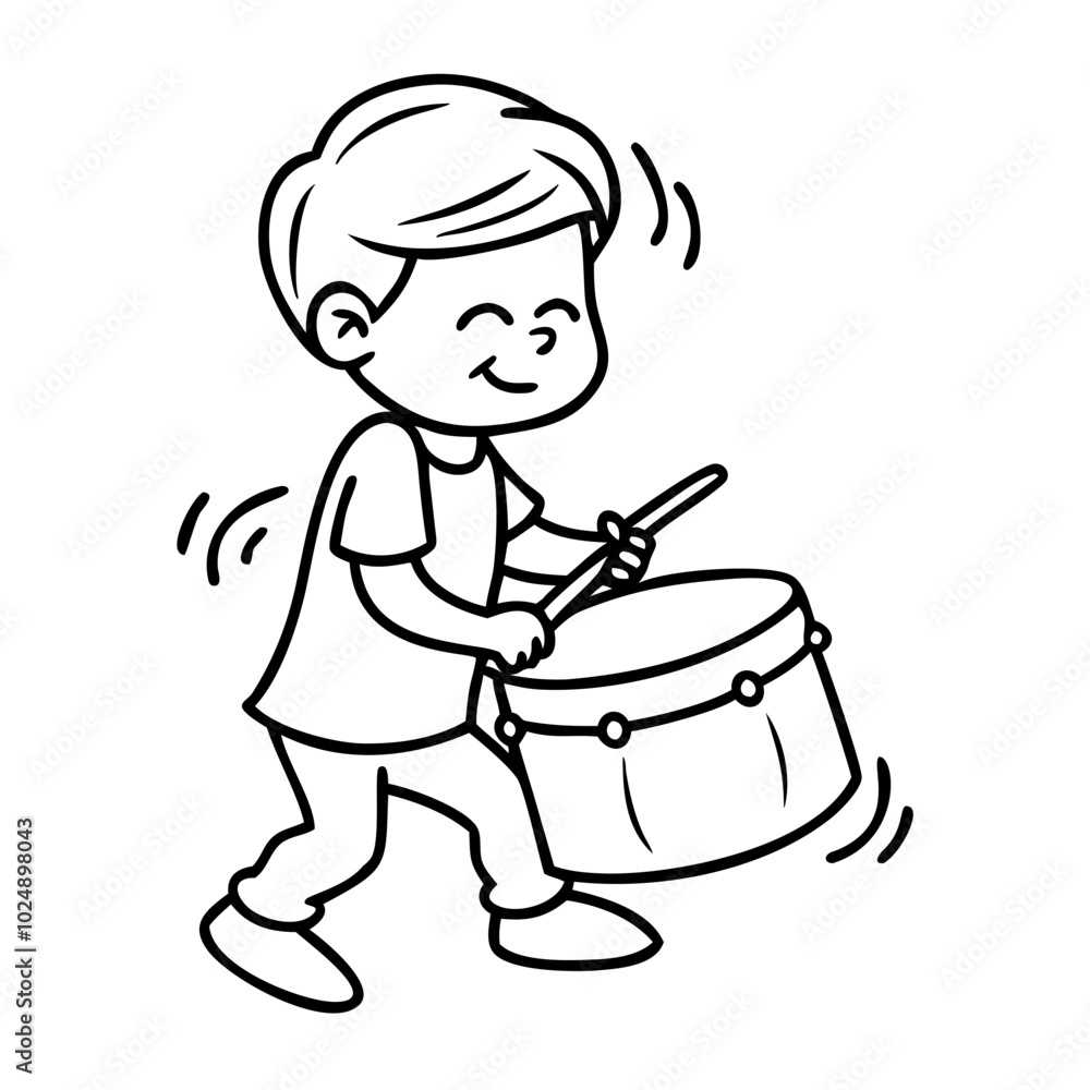  Happy Child Playing Drums Vector Illustration for Music Education