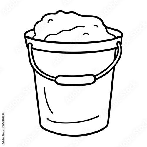  Vector Illustration of a Bucket Filled with Sand for Beach and Construction Themes