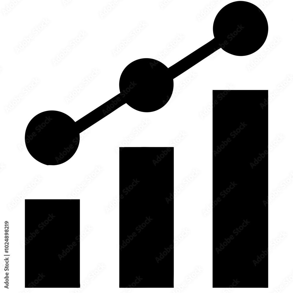 Business Growth Chart Vector with Rising Bar Graph and Trend Line Business Growth Chart Vector with Rising Bar Graph and Trend Line