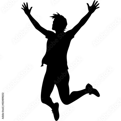  Silhouette of Person Jumping in Air Expressing Joy and Freedom