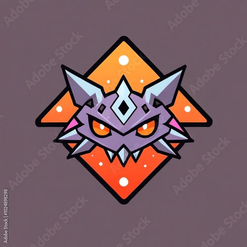 Purple Monster with Orange Background