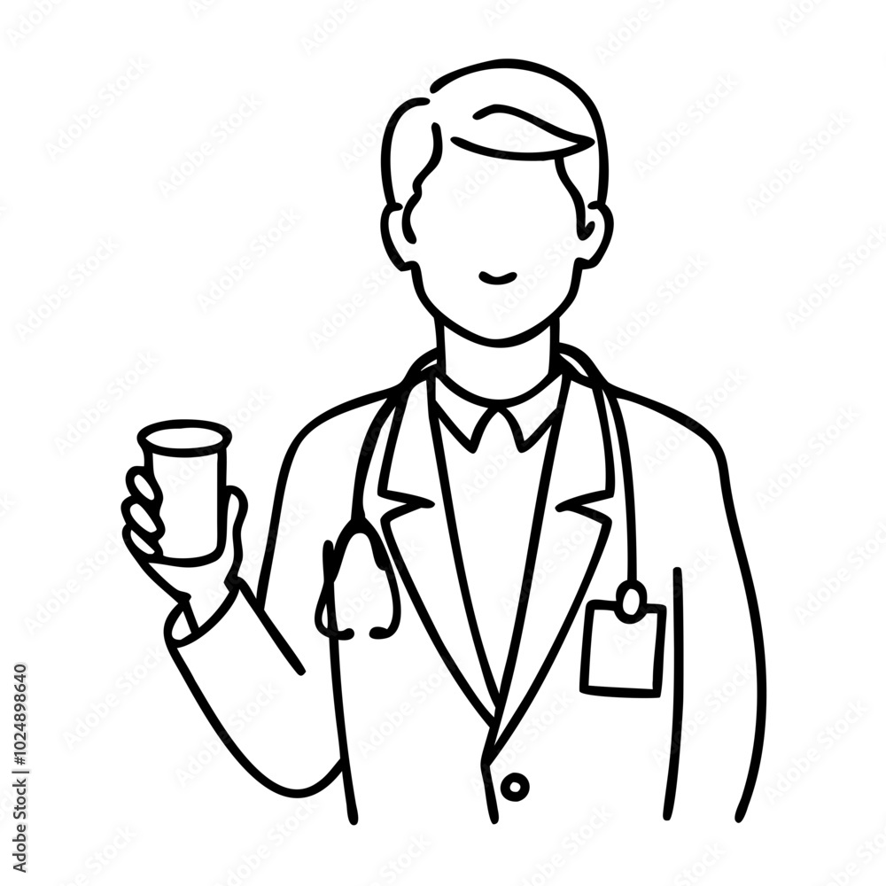 Medical Professional Holding Medication Cup Vector Illustration Medical Professional Holding Medication Cup Vector Illustration