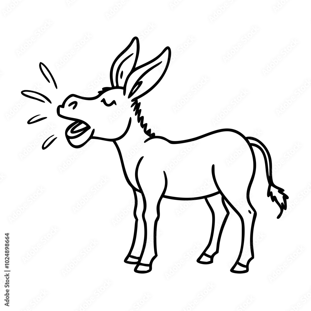 Fototapeta premium Vector Illustration of Donkey Braying with Open Mouth Animal Art Design