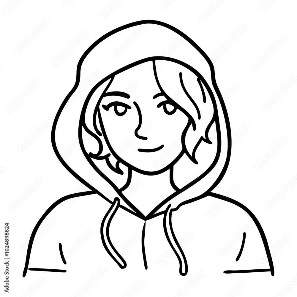 Casual Hoodie Wear Female Line Art Vector for Design Projects Casual Hoodie Wear Female Line Art Vector for Design Projects