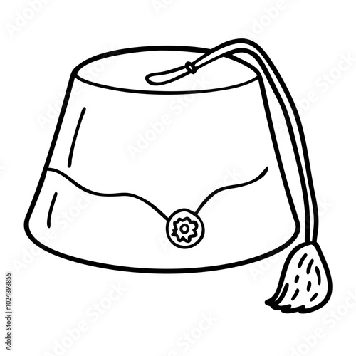  Traditional Turkish Fez Hat Vector with Tassel and Detailed Embellishment