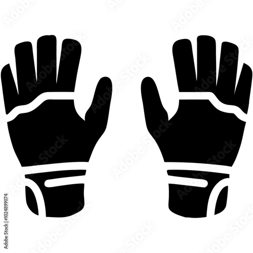  Black Vector Illustration of Open Hands in Sports Gloves for Athletic Safety and Protection