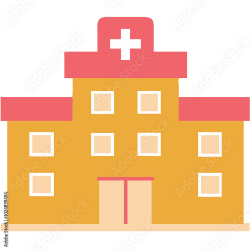  Vector Illustration Modern Hospital Building with Emergency Cross Symbol