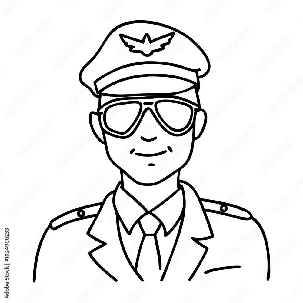 Vector Illustration Pilot in Uniform with Aviator Sunglasses Vector Illustration Pilot in Uniform with Aviator Sunglasses