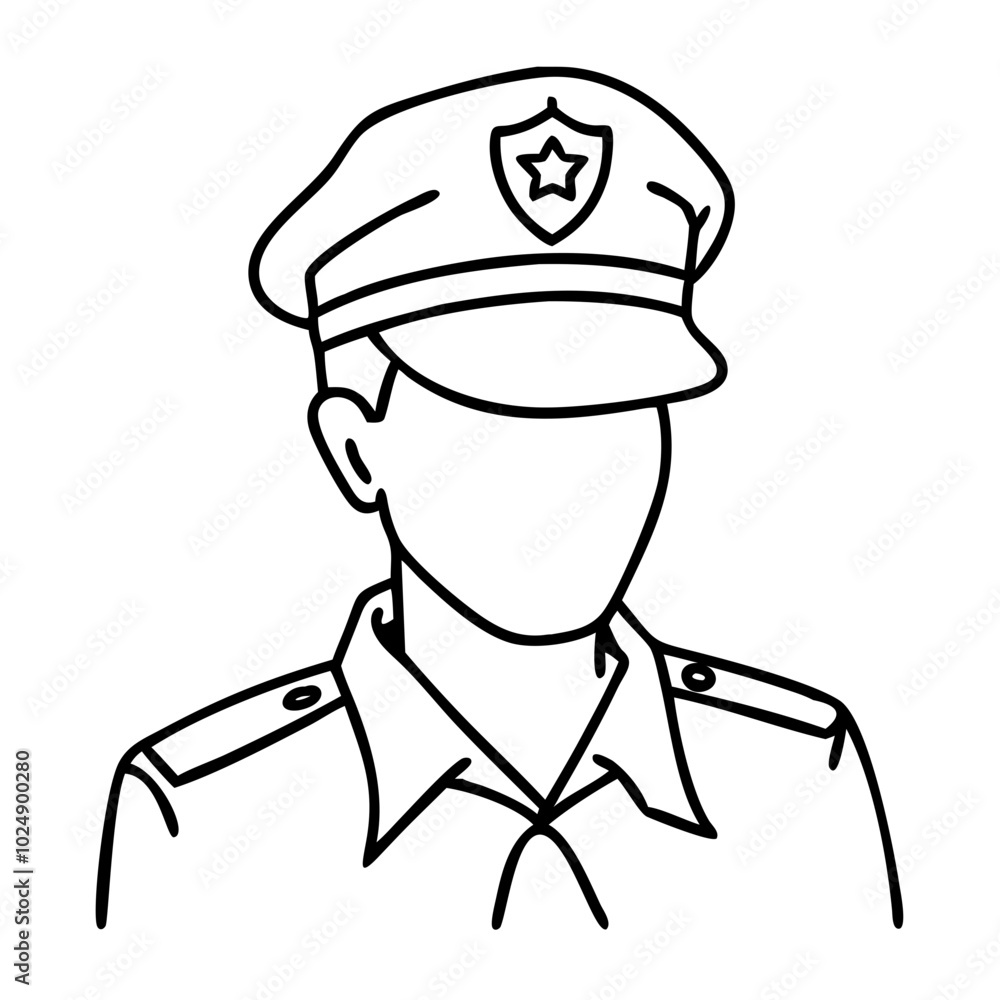 Vector Illustration of Faceless Police Officer Wearing Uniform Cap Vector Illustration of Faceless Police Officer Wearing Uniform Cap