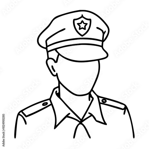  Vector Illustration of Faceless Police Officer Wearing Uniform Cap