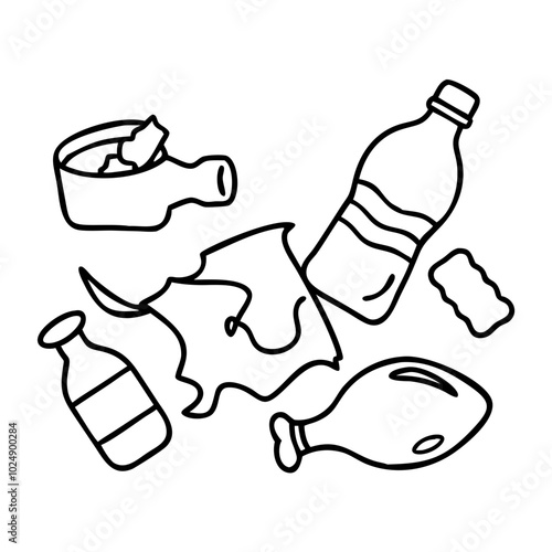  Vector Illustration of Environmental Pollution with Plastic Wastes