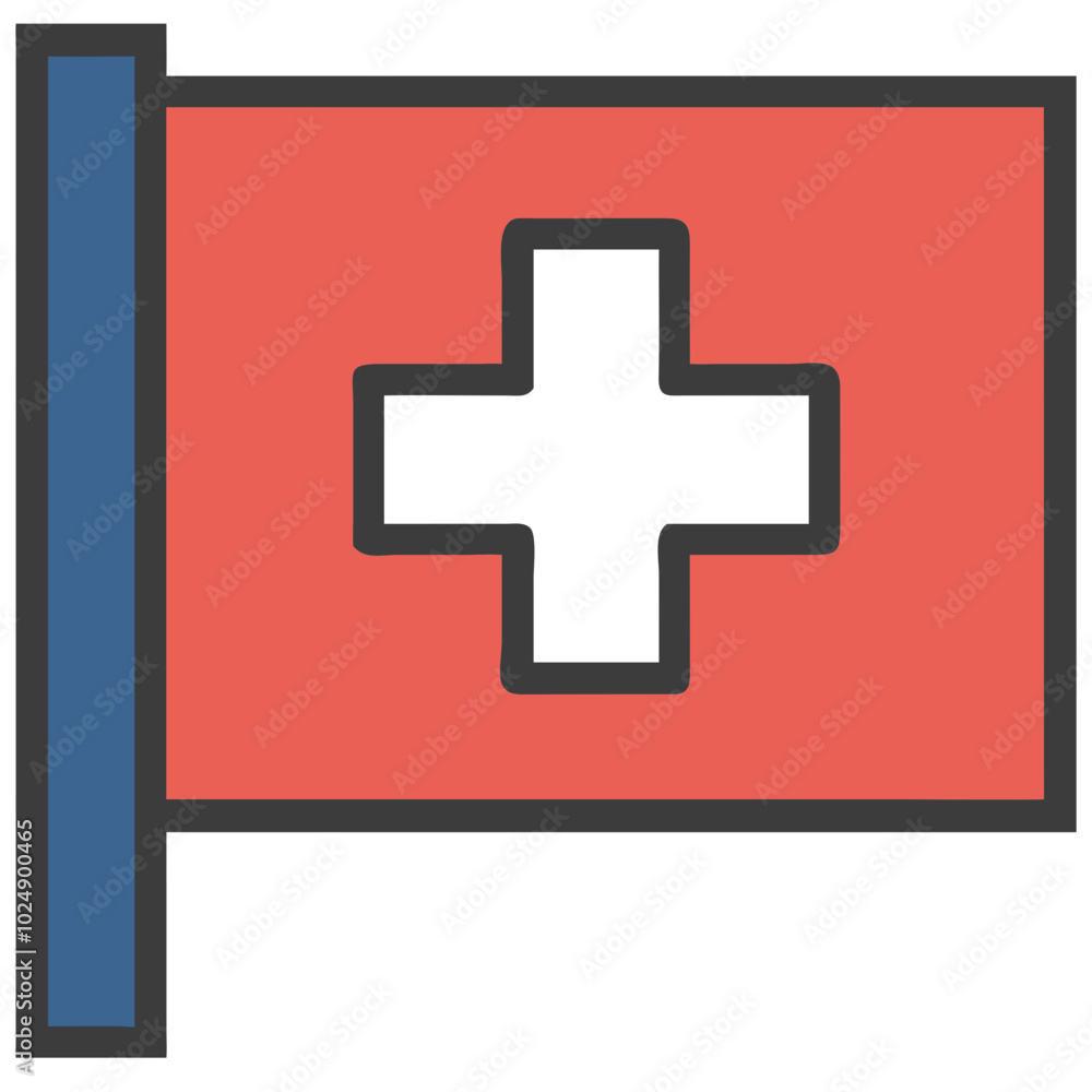 Fototapeta premium Medical Red Cross Flag Vector for Emergency and Healthcare Graphics