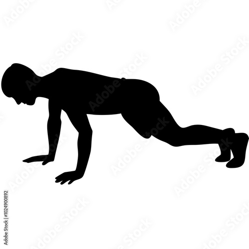  Vector Silhouette of Person Doing Push Up Exercise for Fitness and Workout Concepts