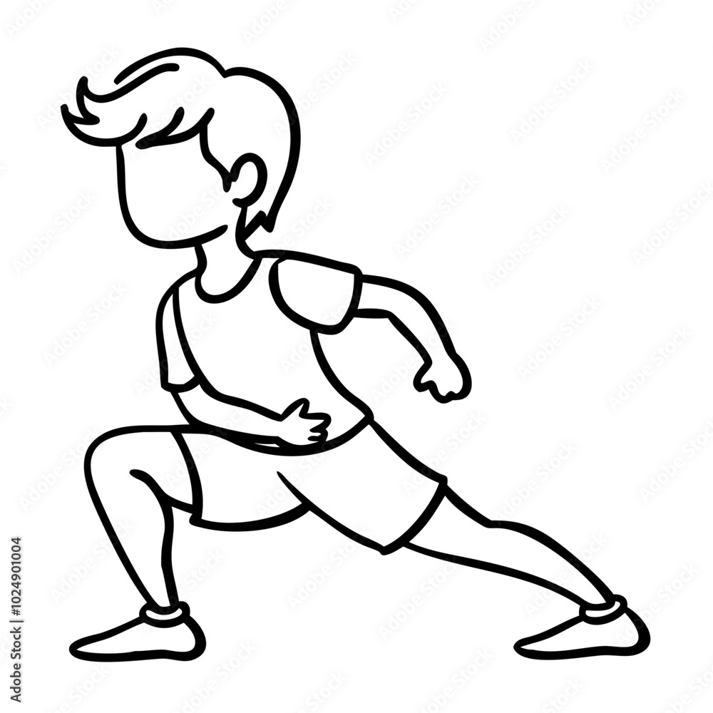 Vector Illustration of Sporty Girl Stretching Lunge Pose for Fitness and Exercise Vector Illustration of Sporty Girl Stretching Lunge Pose for Fitness and Exercise