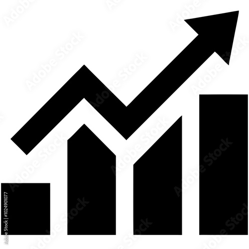  Vector Graphic Rising Bar Chart with Growth Arrow Business Success Concept