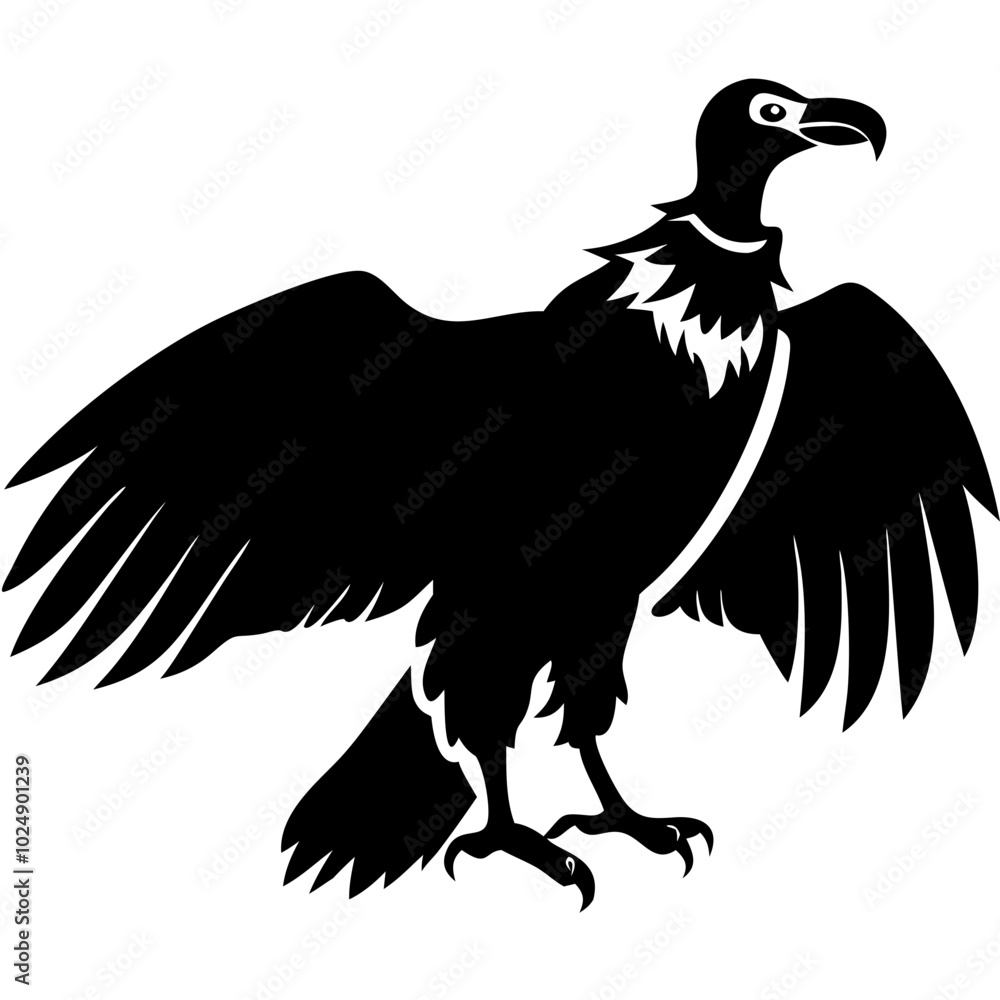 Fototapeta premium Silhouette of Vulture with Outstretched Wings Vector Illustration